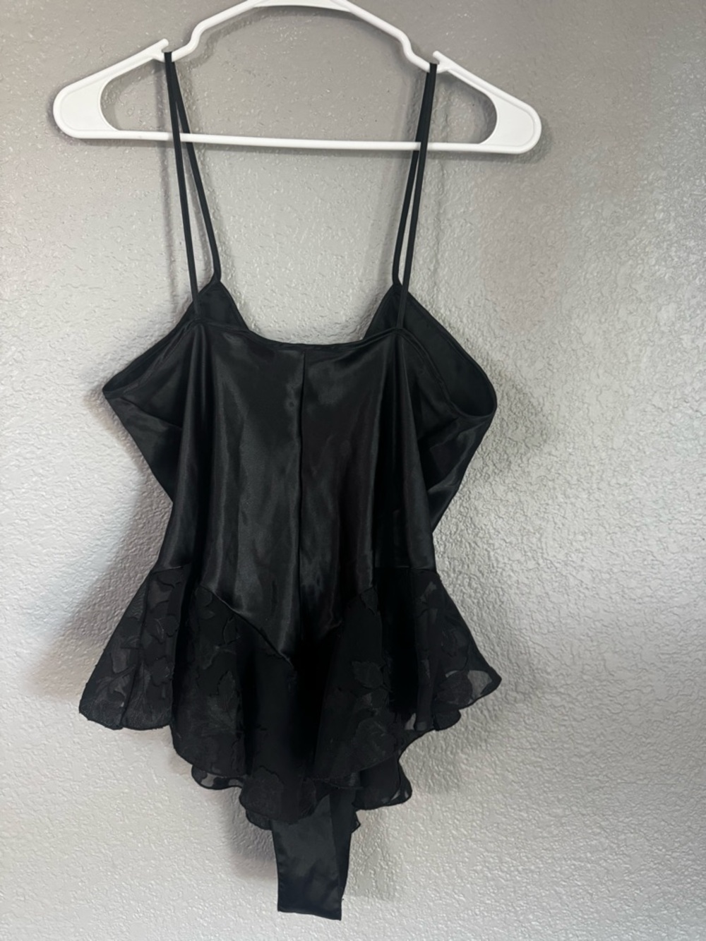 Vintage Feather Bed Intimates black satin lace Camisole Romantic Lingerie- M